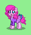 Size: 63x71 | Tagged: safe, artist:dematrix, imported from derpibooru, oc, oc:pinkie syavira, earth pony, pony, pony town, bow, cute, female, green background, mare, picture for breezies, pixel art, simple background, smiling, solo, tail, tail bow