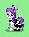 Size: 60x77 | Tagged: safe, artist:dematrix, imported from derpibooru, oc, oc:sarrah raritie, pony, unicorn, pony town, bedroom eyes, bow, clothes, ear piercing, female, mare, not rarity, picture for breezies, piercing, pixel art, solo, tail, tail bow, waitress