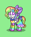 Size: 63x74 | Tagged: safe, artist:dematrix, imported from derpibooru, oc, oc:pastel girl, alicorn, pony, pony town, bow, clothes, cute, dress, female, green background, hair bow, mare, multicolored tail, neck rings, pixel art, saddle, simple background, solo, tack, tail, tail bow, too much rainbow