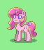 Size: 63x71 | Tagged: safe, artist:dematrix, imported from derpibooru, oc, oc:rosa flame, pony, unicorn, pony town, bow, cute, female, green background, mare, picture for breezies, pixel art, simple background, smiling, solo, tail, tail bow