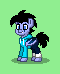 Size: 60x74 | Tagged: safe, artist:dematrix, imported from derpibooru, oc, oc:valdo xavier, bat pony, pony, pony town, clothes, green background, male, picture for breezies, pixel art, simple background, smiling, solo, stallion