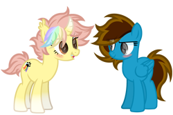 Size: 2400x1600 | Tagged: safe, artist:ponkus, imported from derpibooru, oc, oc only, oc:penstroke, oc:ponkus, bat pony, hybrid, pegasus, pony, unicorn, blushing, female, mare, simple background, solo, transparent background