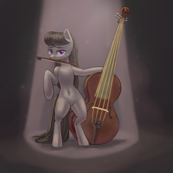 Size: 2000x2000 | Tagged: safe, artist:falses, imported from derpibooru, octavia melody, earth pony, pony, adorasexy, belly button, bipedal, bow, bow (instrument), cello, cute, digital art, dust, elegant, eyebrows, eyes open, female, gradient background, high res, light, mare, missing accessory, mouth hold, musical instrument, sexy, shading, sketch, solo, standing, standing on two hooves, tavibetes, thighs, violin, violin bow