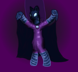 Size: 690x640 | Tagged: safe, artist:lukasz, imported from derpibooru, mare do well, bipedal, cape, cloak, clothes, costume, hat, mask, pose, save