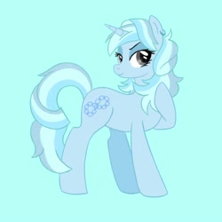 Size: 2000x2000 | Tagged: safe, artist:mediocremare, imported from derpibooru, oc, pony, unicorn, blue background, female, mare, simple background, solo