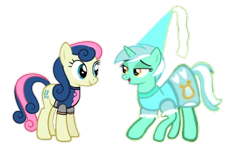 Size: 720x416 | Tagged: safe, artist:darlycatmake, imported from derpibooru, bon bon, heart pacer, lyra heartstrings, sweetie drops, earth pony, pony, unicorn, amused, bon bon is amused, clothes, couple, dress, dressup, female, happy, hennin, knight, knight rescues the princess, lesbian, lidded eyes, looking at each other, looking at someone, love, lyra is amused, mare, medieval, open mouth, princess, princess lyra heartstrings, romance, romantic, shipping, shipping fuel, simple background, smiling, smiling at each other, together, transparent background, wide eyes