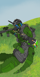 Size: 1283x2480 | Tagged: safe, artist:hrabiadeblacksky, imported from derpibooru, oc, oc only, oc:hrabia de black sky, anthro, bat pony, cyborg, hybrid, kirin, unicorn, clothes, grass, green background, gun, helmet, male, medic, military uniform, protogen, simple background, soldier, stallion, uniform, vest, weapon