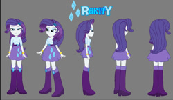 Size: 788x456 | Tagged: safe, artist:rupahrusyaidi, imported from derpibooru, rarity, equestria girls, belt, boots, clothes, high heel boots, shirt, shoes, skirt, solo