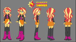 Size: 828x457 | Tagged: safe, artist:invisibleink, artist:rupahrusyaidi, imported from derpibooru, sunset shimmer, equestria girls, boots, clothes, high heel boots, jacket, shirt, shoes, skirt, solo