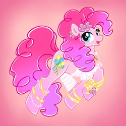 Size: 2000x2000 | Tagged: safe, artist:mediocremare, imported from derpibooru, part of a set, pinkie pie, earth pony, pony, alternate cutie mark, goddess, jewelry, solo