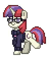 Size: 192x228 | Tagged: safe, artist:twilyisbestpone, derpibooru exclusive, imported from derpibooru, moondancer, pony, unicorn, pony town, adorkable, animated, blinking, clothes, cute, dancerbetes, dork, female, gif, glasses, mare, meganekko, pixel art, simple background, smiling, sweater, transparent background, trotting, trotting in place, walk cycle, walking