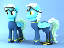 Size: 2000x1500 | Tagged: safe, artist:argos90, imported from derpibooru, oc, oc:sea glow, pegasus, pony, 3d, 3d model, commission, dive suit, flippers (gear), male, pegasus oc, reference sheet, stallion, wetsuit, ych result