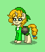 Size: 64x74 | Tagged: safe, artist:dematrix, imported from derpibooru, pony, unicorn, pony town, bag, bandana, clothes, eri kasamoto, female, green background, mare, metal slug, picture for breezies, pixel art, ponified, saddle bag, simple background, solo