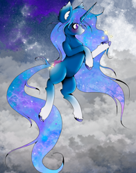 Size: 1004x1280 | Tagged: safe, artist:niniibear, imported from derpibooru, oc, oc only, pony, unicorn, ear fluff, ethereal mane, galaxy mane, horn, rearing, unicorn oc, unshorn fetlocks