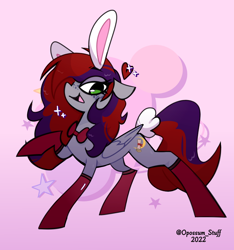 Size: 936x1000 | Tagged: safe, artist:opossum-stuff, imported from derpibooru, oc, oc only, oc:evening prose, pegasus, boots, bowtie, bunny ears, bunny tail, female, freckles, jewelry, mare, necklace, pearl necklace, shoes, tail