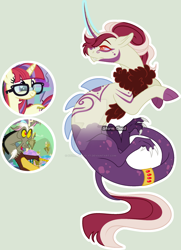 Size: 1024x1413 | Tagged: safe, artist:stormcloud-yt, imported from derpibooru, discord, moondancer, oc, draconequus, hybrid, pony, unicorn, amending fences, the return of harmony, base used, draconequus oc, eyelashes, female, glasses, interspecies offspring, mare, offspring, outline, parent:discord, parent:moondancer, simple background