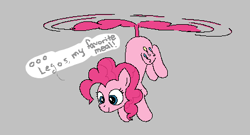 Size: 444x240 | Tagged: safe, artist:algoatall, pinkie pie, earth pony, pony, aggie.io, female, flying, lowres, mare, simple background, smiling, talking