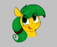 Size: 185x152 | Tagged: safe, artist:hattsy, oc, oc only, oc:blocky bits, pony, aggie.io, blushing, female, looking up, lowres, mare, simple background, smiling, tongue out