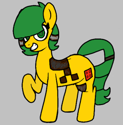 Size: 416x425 | Tagged: safe, artist:jerkface, oc, oc only, oc:blocky bits, earth pony, pony, aggie.io, female, lego, mare, raised hoof, simple background