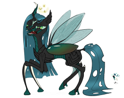 Size: 2401x1901 | Tagged: safe, artist:underwoodart, imported from derpibooru, queen chrysalis, changeling, changeling queen, firefly (insect), insect, mantis, mantis pony, alternate design, canterlot wedding 10th anniversary, chitin, colored hooves, fangs, female, four wings, full body, halo, heart eyes, insect wings, iridescence, iridescent, looking at you, membrane, multiple wings, reference sheet, simple background, solo, spread wings, transparent background, wingding eyes, wings