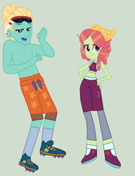 Size: 532x694 | Tagged: safe, artist:matthewjabeznazarioa, imported from derpibooru, tree hugger, zephyr breeze, human, equestria girls, crossover, equestria girls-ified, exeron fighters, exeron outfit, martial arts kids, martial arts kids outfit