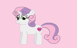 Size: 1024x640 | Tagged: safe, artist:mariosonicfan16, imported from derpibooru, sweetie belle, unicorn, cute, looking at each other, looking at someone, pink background, simple background, solo