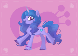 Size: 2833x2054 | Tagged: safe, artist:roze23, imported from derpibooru, izzy moonbow, pony, unicorn, abstract background, bracelet, chest fluff, cute, female, g5, happy, heart, heart eyes, high res, izzybetes, jewelry, mare, open mouth, open smile, simple background, smiling, solo, unshorn fetlocks, wallpaper, wingding eyes