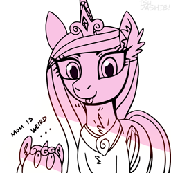 Size: 1463x1482 | Tagged: safe, artist:tsudashie, imported from derpibooru, princess cadance, princess flurry heart, alicorn, canterlot wedding 10th anniversary, jewelry, simple background, tongue out