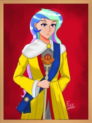 Size: 768x1024 | Tagged: safe, artist:lencai123, imported from derpibooru, princess celestia, human, female, humanized, scepter, solo