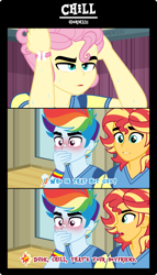 Size: 2285x4000 | Tagged: safe, artist:orin331, imported from derpibooru, fluttershy, rainbow dash, sunset shimmer, human, equestria girls, blushing, butterblitz, butterscotch, clothes, comic, determined, equestria guys, flutterdash, gay, gymnasium, male, rainbow blitz, rule 63, shikimori's not just a cutie, shipping, short comic, sunset glare, sweat, sweatdrops, uniform, wide eyes, wristband