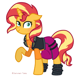 Size: 4000x4000 | Tagged: safe, artist:winter-scarf, imported from derpibooru, sunset shimmer, pony, unicorn, equestria girls, clothes, female, raised hoof, simple background, solo, transparent background