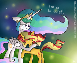 Size: 1024x849 | Tagged: safe, artist:winter-scarf, imported from derpibooru, princess celestia, sunset shimmer, alicorn, pony, unicorn, apology, crying, duo, female, forgiveness, the prodigal sunset