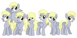 Size: 2000x1000 | Tagged: safe, artist:ashidaru, imported from derpibooru, derpy hooves, pegasus, pony, clone, cute, derpabetes, female, grin, mare, multeity, open mouth, open smile, simple background, smiling, transparent background, unstoppable force of derp, vector