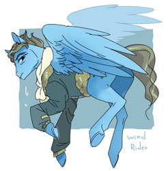 Size: 624x633 | Tagged: safe, artist:pasikon, imported from derpibooru, wind rider, pegasus, pony, rarity investigates, male, pixiv, solo, spread wings, stallion, wings