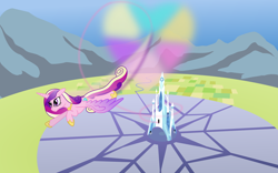 Size: 1920x1200 | Tagged: safe, artist:mattbas, imported from derpibooru, princess cadance, alicorn, pony, .svg available, crystal empire, female, flying, solo, vector