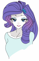 Size: 420x655 | Tagged: safe, artist:pasikon, imported from derpibooru, rarity, human, equestria girls, bust, female, looking at you, pixiv, simple background, solo, white background