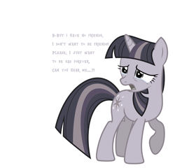 Size: 2390x2294 | Tagged: safe, artist:wardex101, imported from derpibooru, twilight sparkle, pony, unicorn, crying, discorded, discorded twilight, sad, simple background, text, twilight tragedy, unicorn twilight, white background