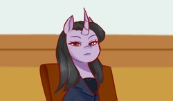 Size: 1384x808 | Tagged: safe, artist:aylufujo, imported from derpibooru, pony, unicorn, curved horn, female, horn, kim yo-jong, north korea, ponified, solo