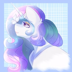 Size: 3000x3000 | Tagged: safe, artist:mikkybun, imported from derpibooru, princess celestia, alicorn, butterfly, pony, butterfly on nose, insect on nose, missing accessory, profile, solo