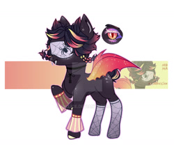 Size: 1280x1133 | Tagged: safe, artist:dillice, imported from derpibooru, oc, oc only, bat pony, pony, bat pony oc, bat wings, clothes, deviantart watermark, fishnets, grin, obtrusive watermark, raised hoof, simple background, smiling, socks, solo, visor, watermark, white background, wings, zoom layer