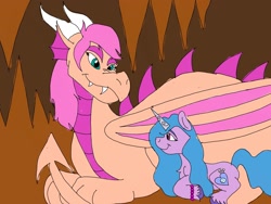 Size: 2048x1536 | Tagged: safe, artist:wolfspiritclan, imported from derpibooru, izzy moonbow, sunny starscout, dragon, pony, unicorn, dragoness, dragonified, duo, female, g5, mare, my little pony: a new generation, species swap, sunny dragonscout