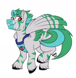 Size: 2319x2386 | Tagged: safe, artist:dragonfoxgirl, imported from derpibooru, oc, oc only, oc:kilani, hybrid, pegasus, zony, glasses, hooves, male, simple background, solo, stallion, unshorn fetlocks, white background, wings