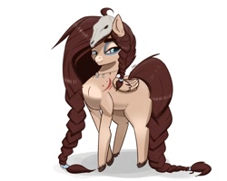 Size: 1000x798 | Tagged: safe, artist:inkypuso, imported from derpibooru, oc, oc only, oc:ondrea, pegasus, pony, bone, braid, jewelry, simple background, solo, white background