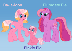 Size: 1280x903 | Tagged: safe, artist:horse-time-babey, imported from derpibooru, pinkie pie (g3), earth pony, pony, female, filly, foal, headcanon in the description, mare, mom pie, newborn cuties, toy interpretation, trio