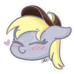 Size: 800x800 | Tagged: safe, artist:cadetredshirt, imported from derpibooru, derpy hooves, pegasus, pony, blushing, bust, chibi, clothes, commission, cute, derpabetes, deviantart watermark, digital art, eyelashes, eyes closed, floppy ears, head only, heart, obtrusive watermark, portrait, simple background, solo, transparent background, watermark