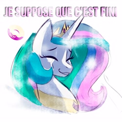 Size: 3379x3379 | Tagged: safe, artist:poxy_boxy, imported from derpibooru, princess celestia, alicorn, pony, bust, eyes closed, french, solo