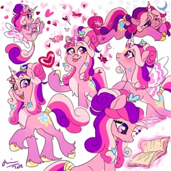 Size: 2000x2000 | Tagged: safe, artist:creeate97, imported from derpibooru, princess cadance, pony, unicorn, book, candy, female, floating heart, food, glasses, glimmer wings, heart, heart shaped, hoof hold, lollipop, lying down, mare, open mouth, open smile, pale belly, prone, race swap, reading, simple background, smiling, solo, tongue out, unicorn cadance, unshorn fetlocks, white background, wings