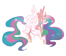 Size: 2406x2046 | Tagged: safe, artist:higuysimgrace, imported from derpibooru, princess celestia, alicorn, pony, eyes closed, female, flying, mare, simple background, solo, white background