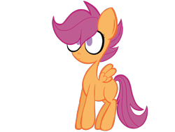 Size: 2000x1500 | Tagged: safe, artist:alandisc, imported from derpibooru, scootaloo, pegasus, pony, blank flank, c:, cute, cutealoo, female, filly, foal, no pupils, simple background, smiling, solo, transparent background, wings