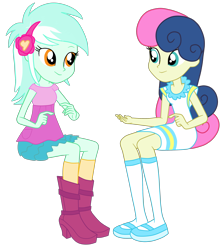 Size: 2500x2788 | Tagged: safe, artist:gmaplay, imported from derpibooru, bon bon, lyra heartstrings, sweetie drops, equestria girls, female, lesbian, lyrabon, shipping, simple background, transparent background